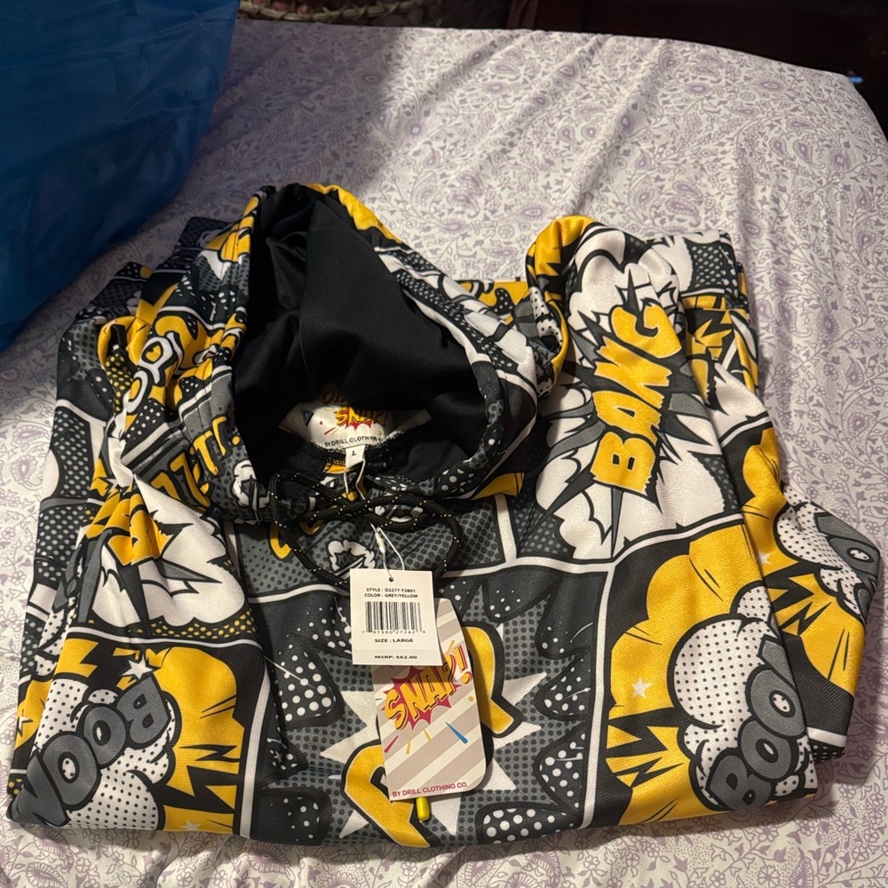 Snap Graphic Hoodie with Yellow and Black Accents